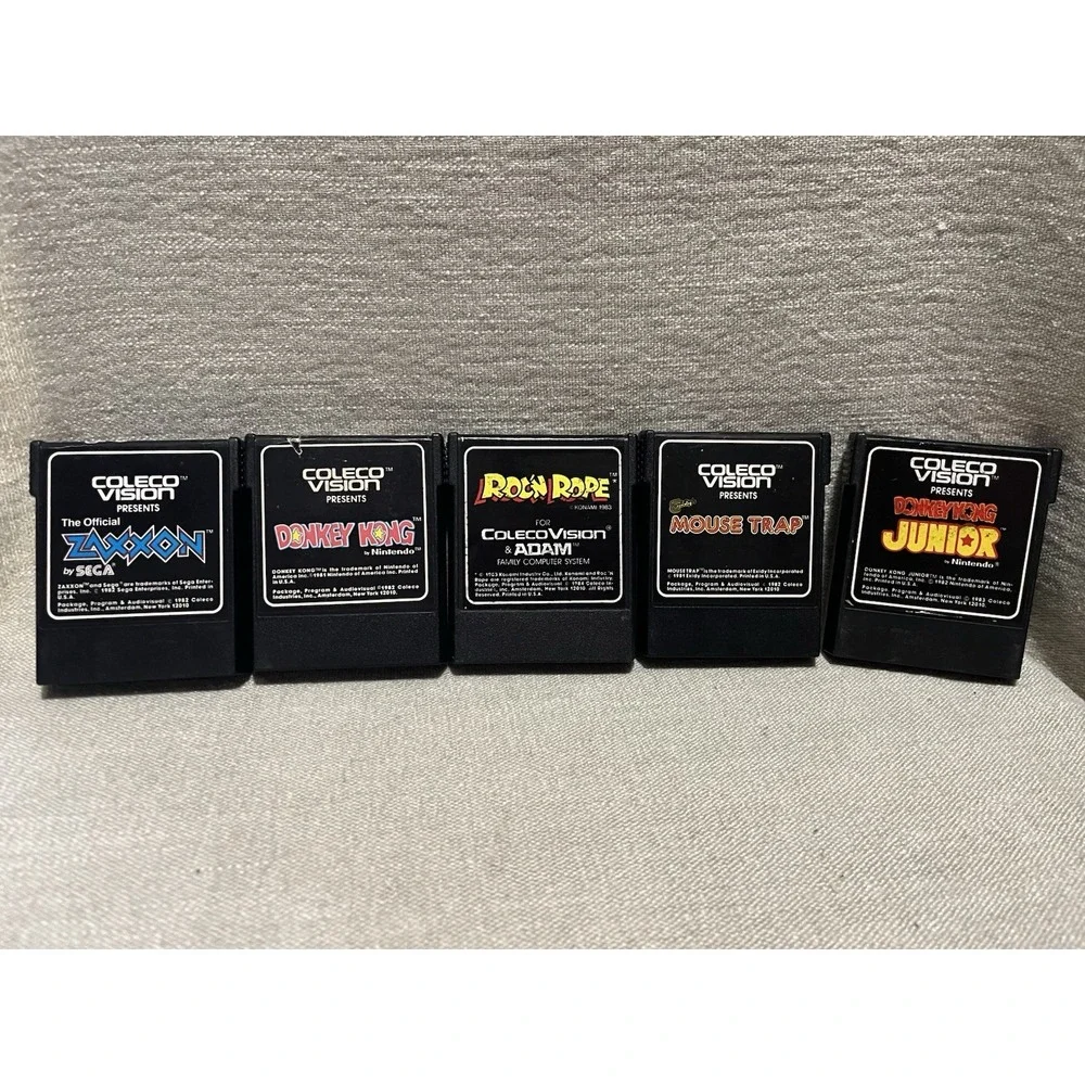 ColecoVision Game Lot 5 Cartridges Donkey Kong Jr Zaxxon Mouse Trap Roc n Rope